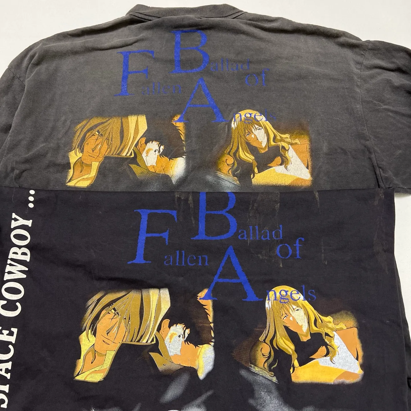 Printing proofing SAINT Mxxxxxx × カウボーイビバップ CB_SS TEE/COWBOY BEBOP/BLK Cowboy Bebop co-branded distressed TEE Washed black S-XL Big IP animation co-branded Super cool printing design distressed printing Asut garment dyeing re-washed distressed Customized co-branded accessories Correct version